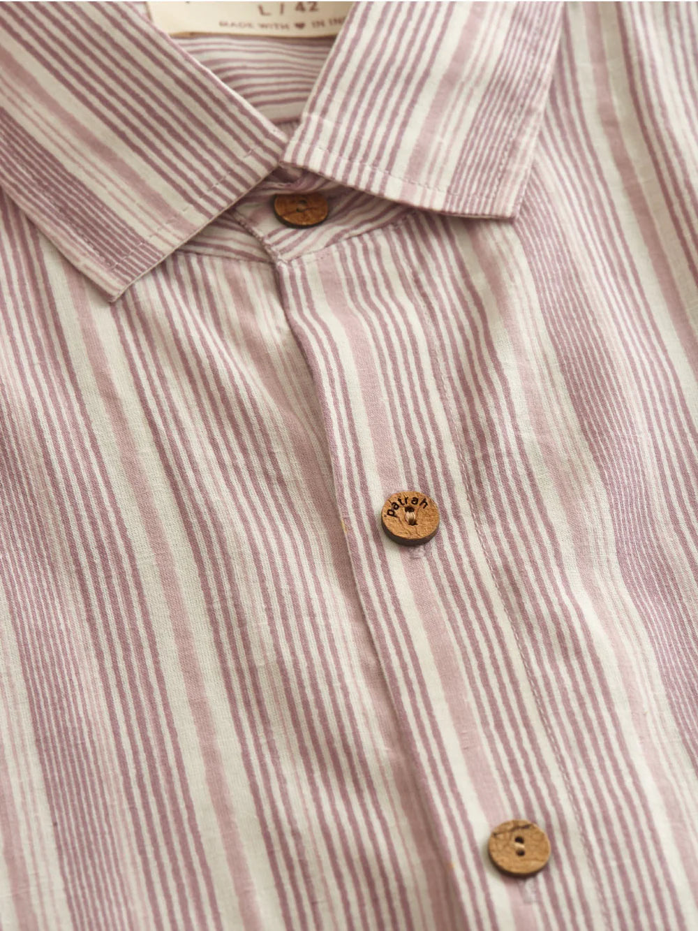 White and Plum Line Cotton Shirt