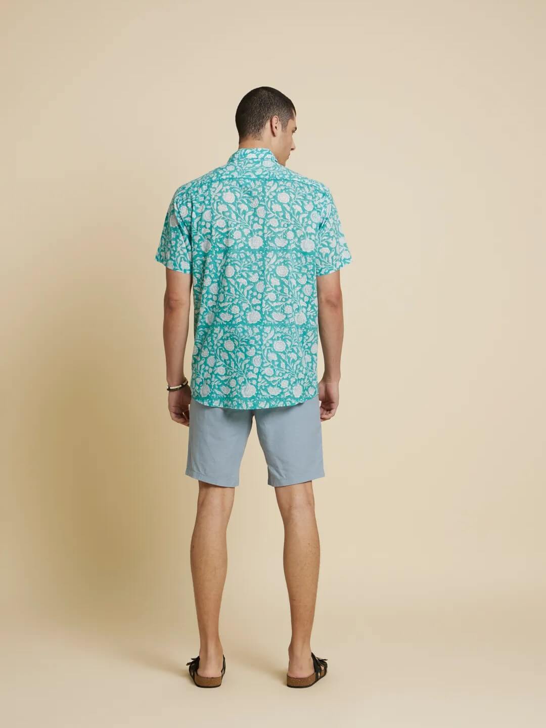 Seafoam Petals Hand Block Printed Shirt